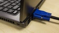 VGA cable connected to laptop Royalty Free Stock Photo