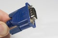 vga connector cable for monitor close up in the hands of an IT engineer Royalty Free Stock Photo