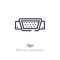 vga outline icon. isolated line vector illustration from electrian connections collection. editable thin stroke vga icon on white Royalty Free Stock Photo