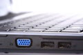 VGA and USB ports on side of laptop computer