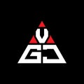 VGJ triangle letter logo design with triangle shape. VGJ triangle logo design monogram. VGJ triangle vector logo template with red