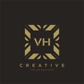 VH initial letter luxury ornament monogram logo template vector Royalty Free Stock Photo