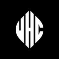 VHC circle letter logo design with circle and ellipse shape. VHC ellipse letters with typographic style. The three initials form a Royalty Free Stock Photo