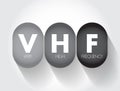 VHF - Very High Frequency acronym, technology concept background