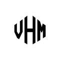 VHM letter logo design with polygon shape. VHM polygon and cube shape logo design. VHM hexagon vector logo template white and Royalty Free Stock Photo