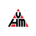 VHM triangle letter logo design with triangle shape. VHM triangle logo design monogram. VHM triangle vector logo template with red Royalty Free Stock Photo