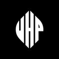 VHP circle letter logo design with circle and ellipse shape. VHP ellipse letters with typographic style. The three initials form a Royalty Free Stock Photo