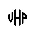 VHP letter logo design with polygon shape. VHP polygon and cube shape logo design. VHP hexagon vector logo template white and Royalty Free Stock Photo
