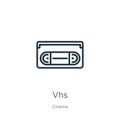 Vhs icon. Thin linear vhs outline icon isolated on white background from cinema collection. Line vector vhs sign, symbol for web Royalty Free Stock Photo