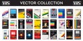 VHS vector collection. Pack of abstract covers from 70s, 80s and 90s. Royalty Free Stock Photo