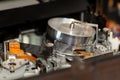 VHS VCR head close-up, tape refilling Royalty Free Stock Photo