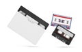 VHS video tape and audiocassette isolated on white Royalty Free Stock Photo