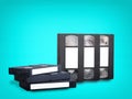 VHS videotapes on a blue background stacked vertically and horizontally Royalty Free Stock Photo