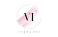 VI V I Watercolor Letter Logo Design with Circular Brush Pattern