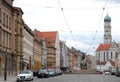 Via of Augsburg with the Statue of Hercules in the city of Augsburg in Bavaria (Germany)