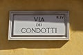 Via Dei Condotti street sign in Rome