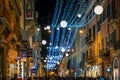 Via del Corso in Rome during Christmas time, Italy.