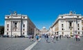 Via della Conciliazione in Rome Italy. Urban scene with Via della Conciliazione and Saint Peter Cathedral Royalty Free Stock Photo