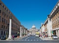 Via della Conciliazione in Rome Italy. Urban scene with Via della Conciliazione and Saint Peter Cathedral Royalty Free Stock Photo