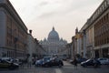 Via della Conciliazione and Saint Peter Cathedral Royalty Free Stock Photo