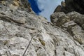 Via delle Bocchette Alte mountain via ferrata in Dolomite Alps Royalty Free Stock Photo