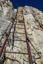 Via delle Bocchette Alte mountain via ferrata in Dolomite Alps Royalty Free Stock Photo