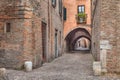 Via delle Volte, medieval alley in Ferrara, Italy