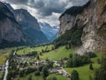 Via ferrata - climbing on a rock in Swiss Alps Royalty Free Stock Photo