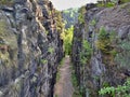 Via ferrata Nonnenfelsen - deep gorge with tall rocks on the sid