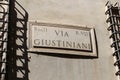 Via Giustiniani Street Sign in Rome, Italy