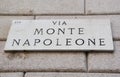 Via Monte Napoleone sign, famous street for fashion and luxury, Milan, Italy Royalty Free Stock Photo