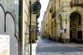 Via Palazzo di CittÃ , a key city center thoroughfare in Turin, Italy Royalty Free Stock Photo