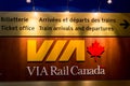 Via Rail Canada departures board