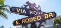 Via Rodeo street sign at Rodeo Drive in Beverly Hills - CALIFORNIA, USA - MARCH 18, 2019 Royalty Free Stock Photo