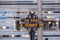 Via Rodeo street sign at Rodeo Drive in Beverly Hills - CALIFORNIA, USA - MARCH 18, 2019 Royalty Free Stock Photo