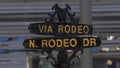 Via Rodeo street sign at Rodeo Drive in Beverly Hills - CALIFORNIA, USA - MARCH 18, 2019 Royalty Free Stock Photo