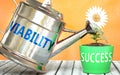 Viability helps achieving success - pictured as word Viability on a watering can to symbolize that Viability makes success grow