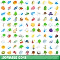 100 viable icons set, isometric 3d style Royalty Free Stock Photo