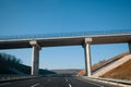 Viaduct construction above the Ankara-Istanbul highway in a sunny day.