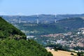 The viaduct overlooking the city of Millau Royalty Free Stock Photo