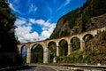 Viaduct passing over the white highway from Mont Blanc