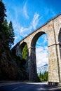 Viaduct passing over the white highway from Mont Blanc