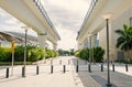 Viaduct structures in downtown district of miami, usa. Overpass or bridge railway road on sunny outdoor. Structure and Royalty Free Stock Photo