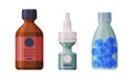 Vial or Bottle with Medication or Medicine Vector Set