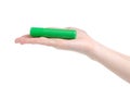 Vial marker brilliant green in hand