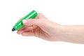 Vial marker brilliant green in hand