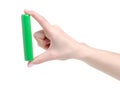 Vial marker brilliant green in hand