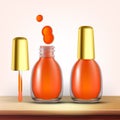 Vial Of Orange Nail Polish Female Cosmetic Vector