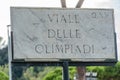 Viale delle Olimpiadi street name sign, Rome