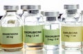 Vials of different size with medication used for neurodegenerative diseases,